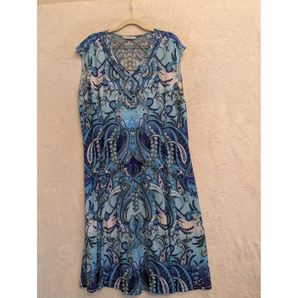 Allison Daley Paisley Print V Neck Sleeveless Midi Dress Women's Large